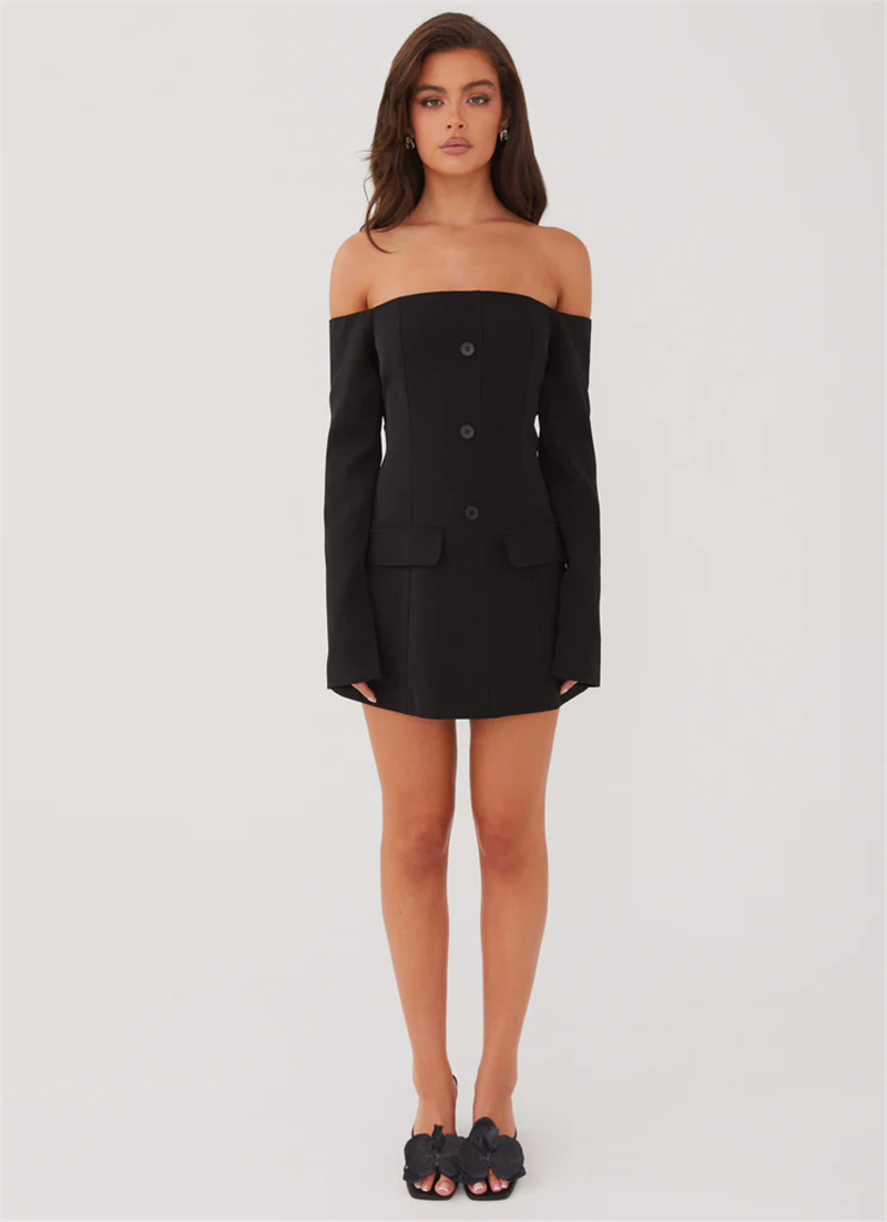 Evelyn Strapless Long Sleeve Sexy Mini Blazer Dress