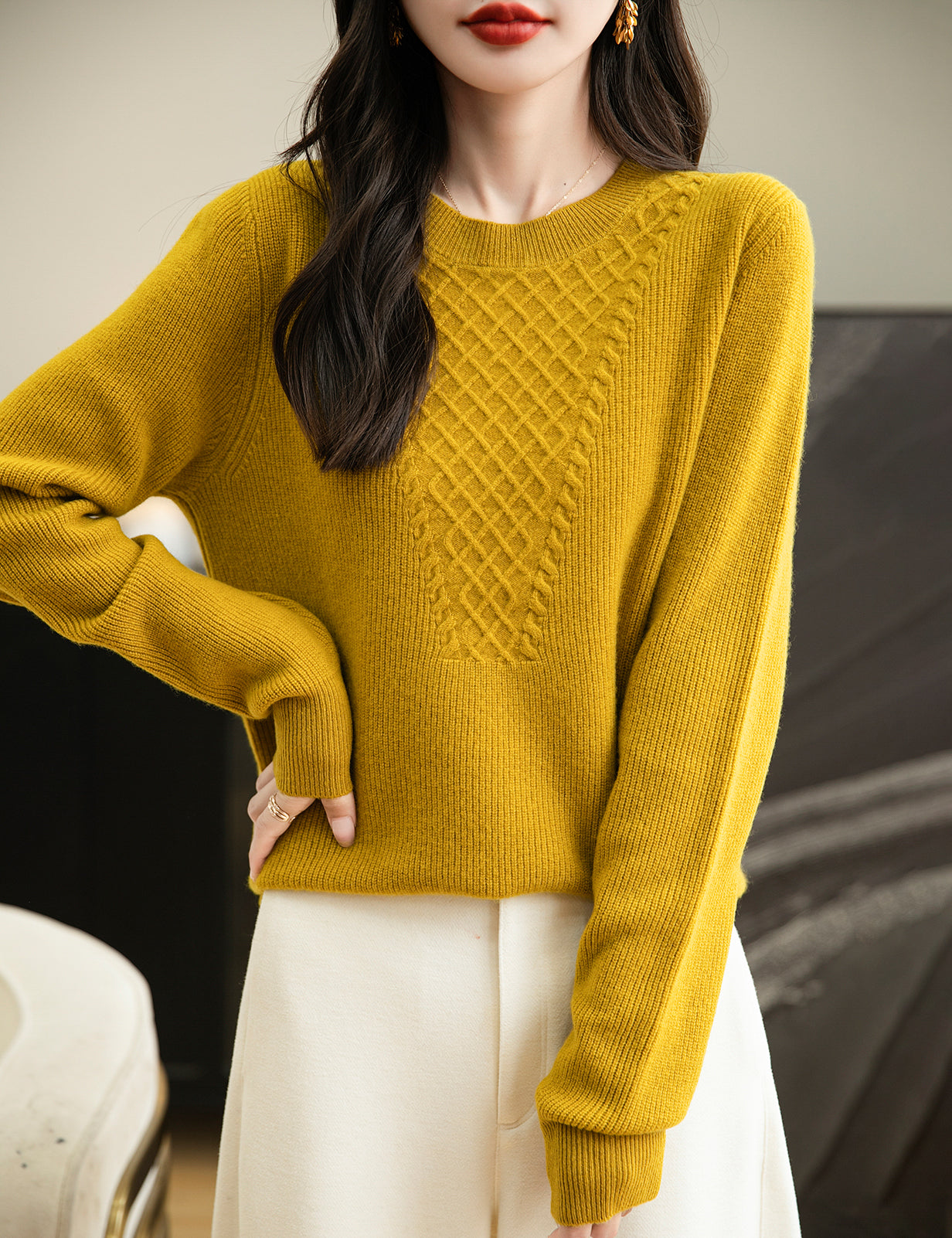 Belinda Woman Crewneck Long Sleeve Knit Sweater