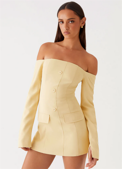 Evelyn Strapless Long Sleeve Sexy Mini Blazer Dress