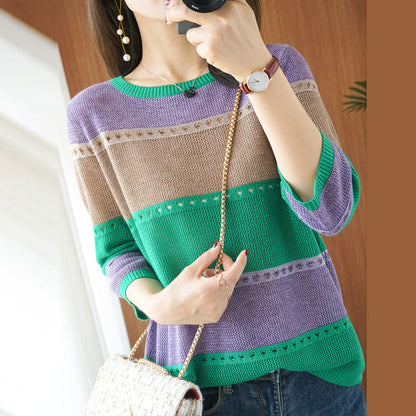 Tina Women Knitted Short Sleeve Sweater