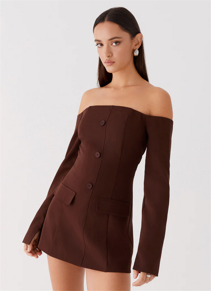 Evelyn Strapless Long Sleeve Sexy Mini Blazer Dress