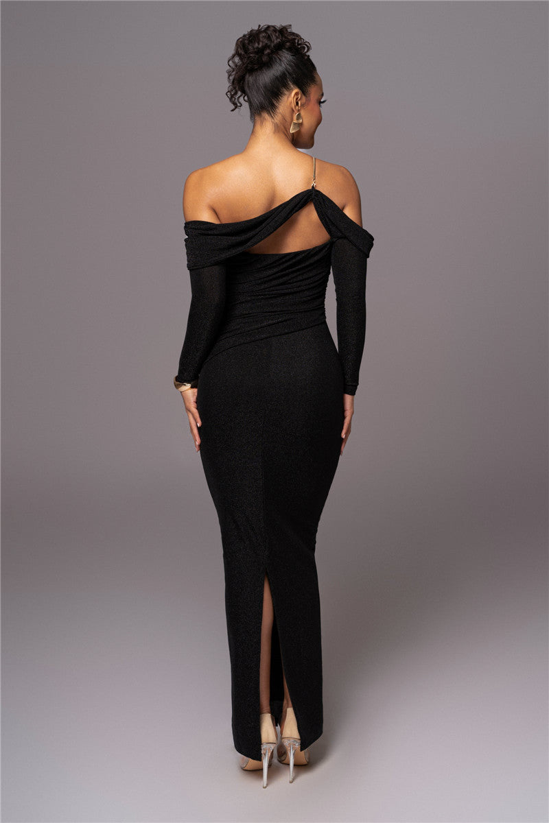 Eliza Woman Off-shoulder Long Sleeve Sexy Maxi Dress