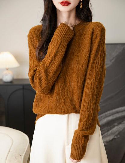 Candice Woman Vintage Soft Long Sleeve Knitted Sweater