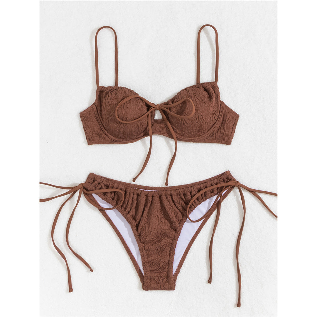 Carol Wrinkled Underwired Knotted High Cut Bikini