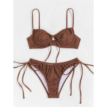 Carol Wrinkled Underwired Knotted High Cut Bikini