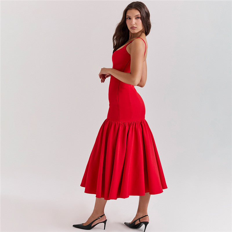 Tara Woman Backless Maxi Fishtail Dress