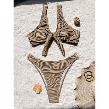 Veronica Wrinkled Knotted Brazilian Bikini