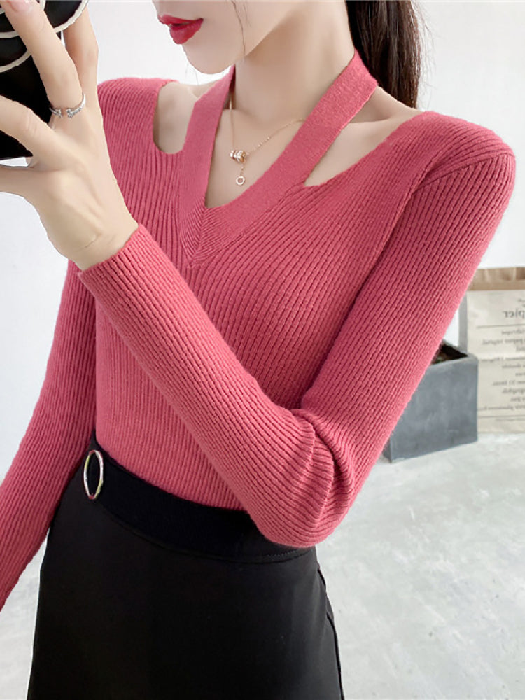 Alexa V-Neck Halter Woman Sweater