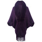 Autumn Winter Fur Collar Tassel Shawl Women Knitted Cape Coat