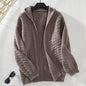 Autumn Winter Solid Color Hooded Knit Cardigan Women Retro Loose Long Sleeve Sweater Coat Women