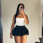 Summer Women Clothing Solid Color All Matching Bubble Puffy Skirt High Waist Ultra Short Skirt