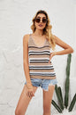 Striped Women Tankini Top Knitted Ice Silk Beach Vest