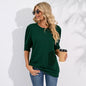 Solid Color Half Sleeves Knitwear Round Neck Puff Sleeve All Matching Hoodie