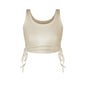 Solid Color Summer Breathable Fashion Drawstring Thread Vest Ultra Short Sleeveless Top Sexy Bare Cropped Vest