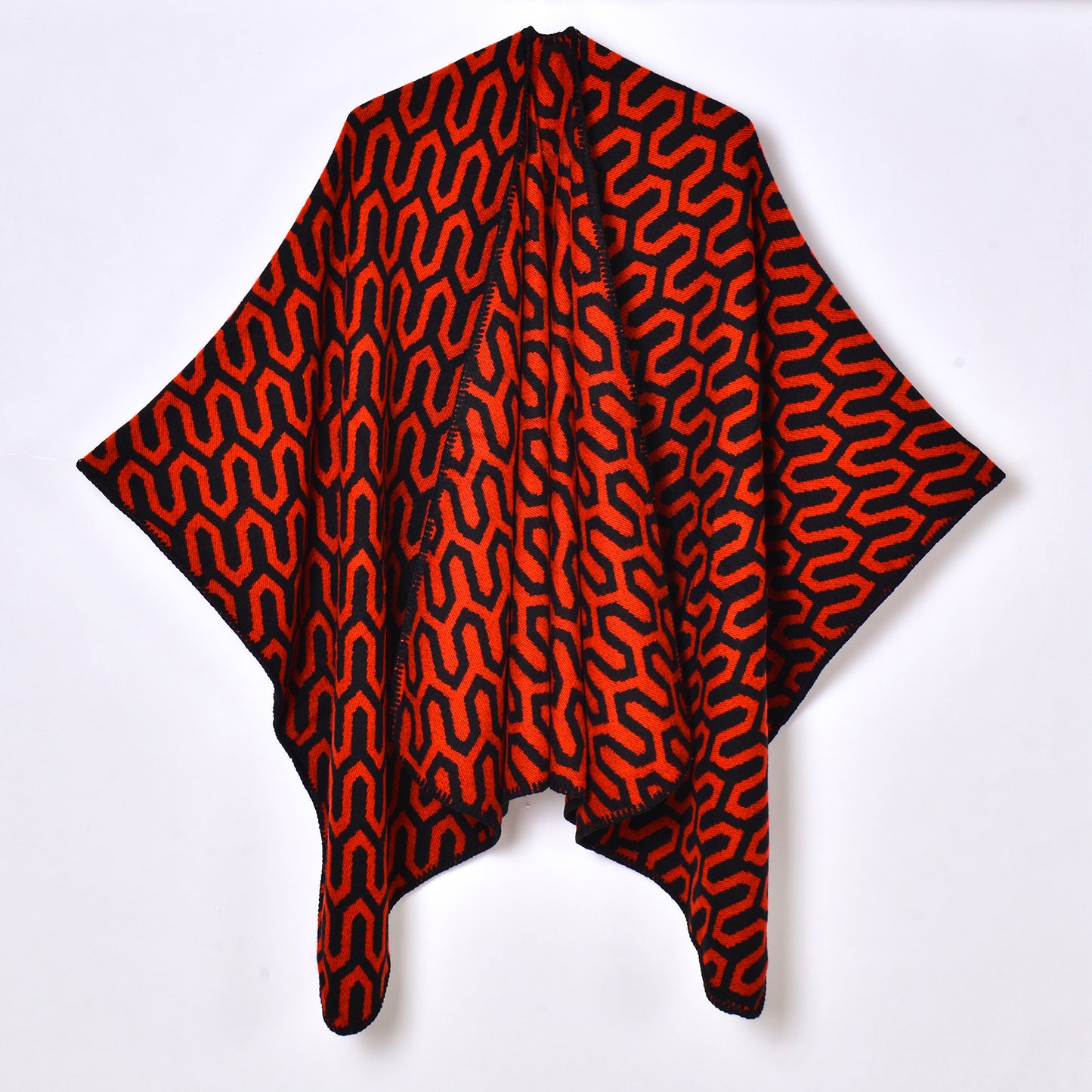 Women Shawl Simple Autumn Winter Jacquard Split Outer Wear Decoration Shawl Cape Yunnan Travel Outer Wear