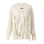 High End Niche Sweater for Women Spring Heavy Industry Bow Pearl Chain Ripped Sweater