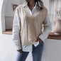 Autumn Winter  V neck Twist Casual Loose Knitted Vest Sweater Waistcoat  Women Clothing