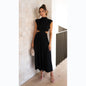 Sweet Street Summer Stand Collar Solid Color Cropped Outfit Maxi Dress