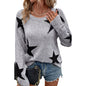 Winter Pattern Pullover Women Casual Loose Shoulder Knitted Long Sleeved Top Women