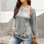 Autumn Winter round Neck Button Long Sleeve T shirt Casual Sweatshirt Loose Top for Women