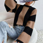 Autumn Winter Western Knitted Sweater Top Round Neck Striped Niche Sweater Coat Women