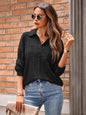 Autumn Winter Women Clothing Casual Solid Color Polo Collar Loose Long Sleeve Trend Knitting Top