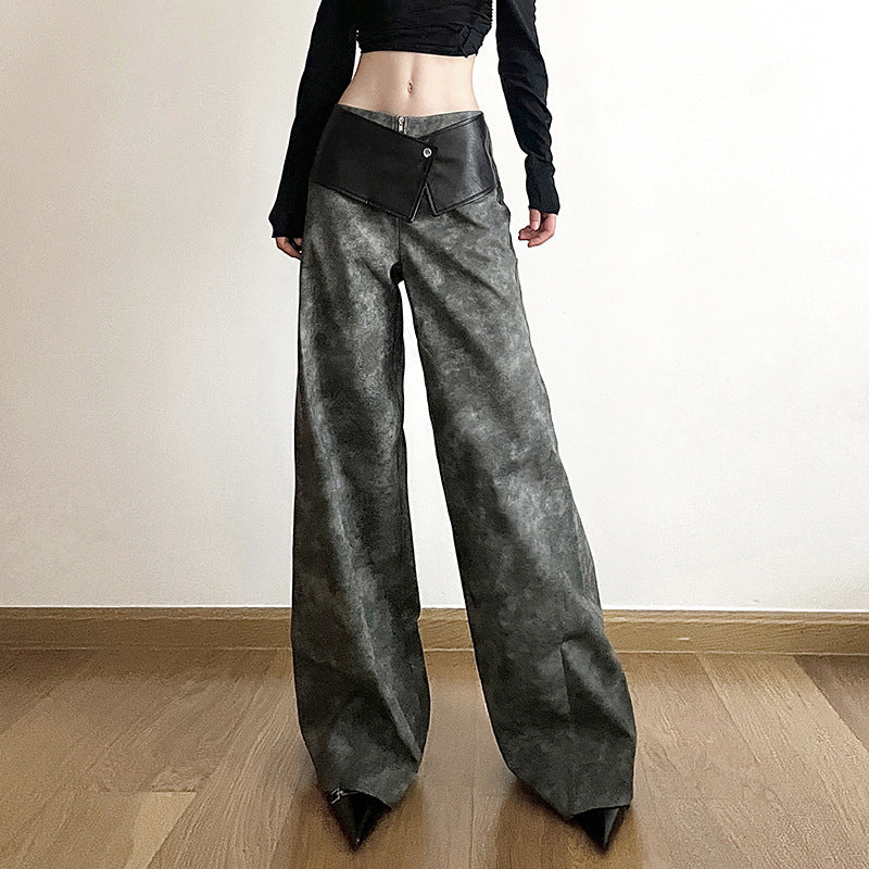 Autumn Winter Women Clothing Street High Waist Loose Wide Leg Pants Women