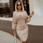 Fall Winter Slim Slimming Elegant Dress Oversized Knit Batwing Sleeve Dress