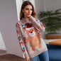 Year Christmas Sweater Half High Collar Long Sleeves Cartoon Cute Snowflake Bear Pattern Pullover Women