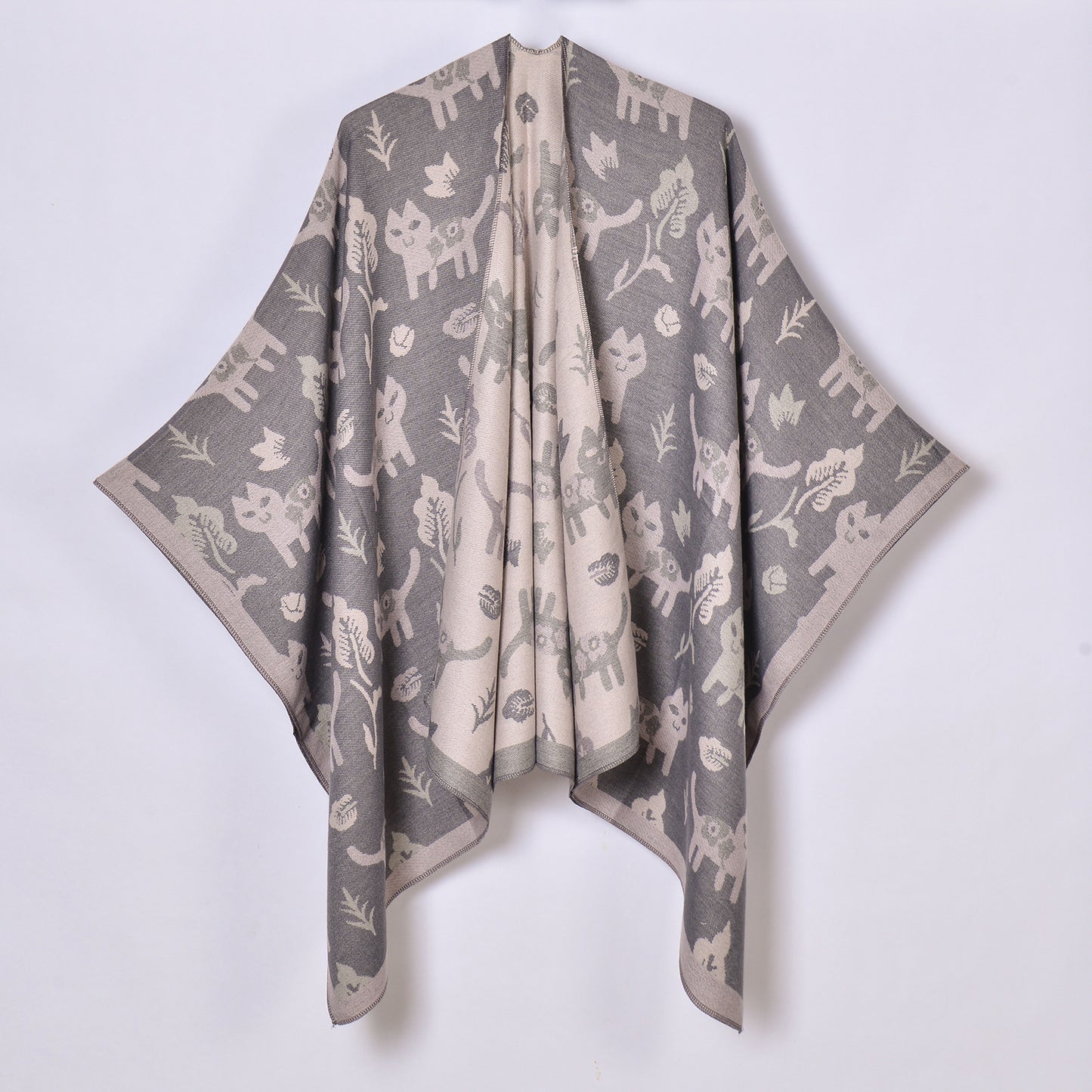 Ladies Artificial Cashmere Scarf Shawl Japanese Korean Cartoon Double Sided Jacquard Cardigan