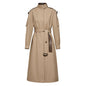 Element Autumn Gracekelly Leather Patchwork Two Color Simple Graceful Elegant Lengthened Trench Coat