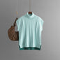 Autumn Winter Colorblock Sleeveless Twist Knitted Loose Pullover Women