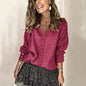 Autumn Winter Lace V-neck Outer Pullover Sweater Ladies Loose Long Sleeve Solid Color Sweater Plus Size