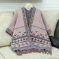 Knitted Tassel Shawl for Women Autumn Winter Casual Loose Jacquard Cape Cloak Coat