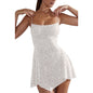 Women Clothing Party Drilling Semi See Through Strap Short Dress