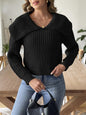 Women Short Top Woven Sweater Clothing Autumn Winter Large Collared Pullover