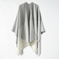 Shawl Four Seasons Double Sided Tassel Slit Knitted Warm Cloak Robe Dual Use Blanket Scarf