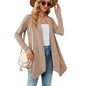 Women Clothing Autumn Winter Solid Color Loose Long Sleeves Cardigan Coat Women