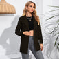 Women Clothing Polo Collar Mid Length Blazer Long Sleeve Coat