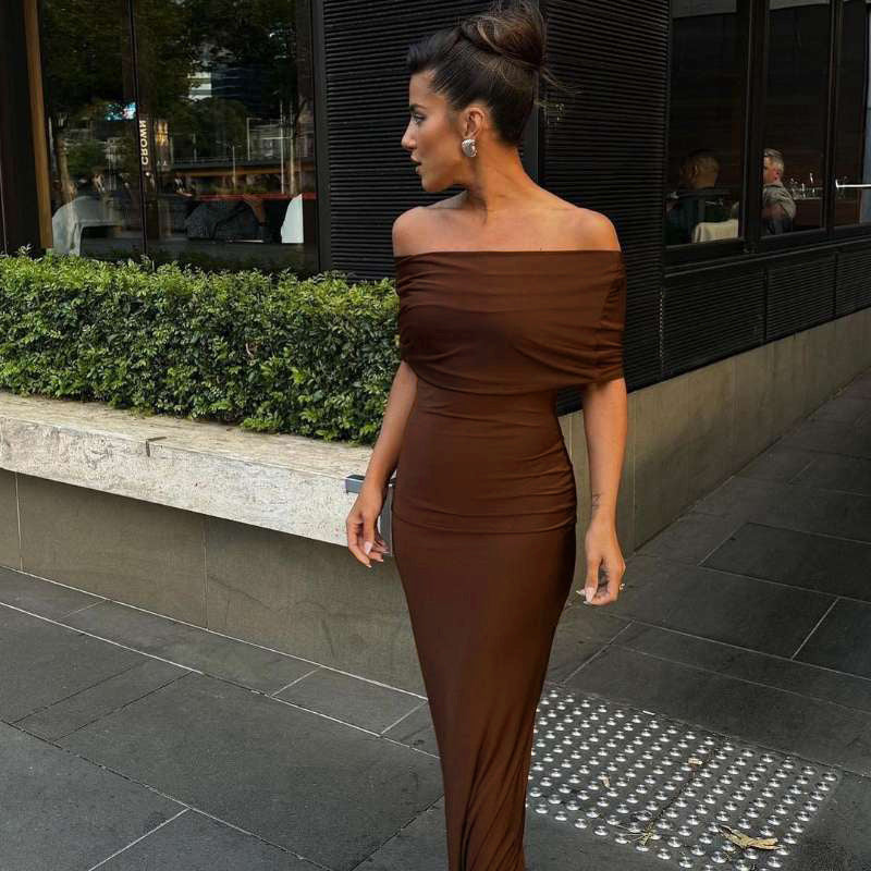 Spring Summer Women Wear Off Shoulder Backless Sheath Sexy Maxi Dress