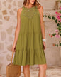 Women Clothing Popular Hollow Out Cutout Lace Stitching Halter A line Dress