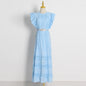 Elegant Lady Embroidered Dress Spring Round Neck Ruffled Sleeveless Maxi Dress With Belt