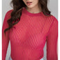 Hollow Out Cutout Sweater Spring Summer Sexy Slim Fit Cashmere Round Neck Long Sleeve Thin Sunken Stripe Sweater