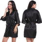 Ladies Robe Artificial Silk Satin Kimono Gown Glossy Solid Color Thin Cardigan Gown Summer Sexy Short Bathrobe