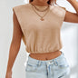 Women Knitted Sleeveless Vest Crop-Top Short Top Simple Inner Wear Base Slim Knit Vest