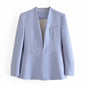 Summer Women Clothing Retro No Collared Blazer