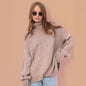 Knitted Russian Autumn Winter Sweater High Collar Loose