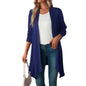 Women Clothing Autumn Solid Color Long Sleeve   Long  Women Cardigan