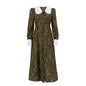 Early Spring Dignified Sense of Design Printed Maxi Dress Doll Collar Waist Slimming Long Sleeve Dress