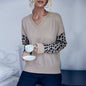 Autumn Women Wear Leopard Print Long Sleeve Knitted Sweater for Women